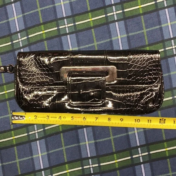 Genuine Faux Leather Black Clutch Purse - Picture 7 of 8